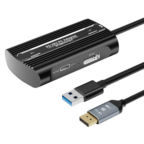 PSVR2 PC Adapter PSVR 2 PC Accessories Kit Compatible with PlayStation VR2 AR Glasses Portable Monitor Includes DP 1.4 Cable and Power Adapter (Black) (red)