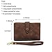 AOXONEL Women's Small Bifold Leather wallet Rfid blocking Ladies Wristlet with Card holder id window Coin Purse (Brown)