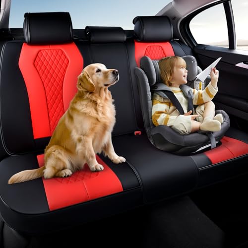 Image of Coverado Car Seat Covers, Rear Car Protectors, Leather Seat Covers, 3-Piece Waterproof Automotive Seat Covers for Back Seats Universal Fit for SUVs & Cars, All-Weather Protection