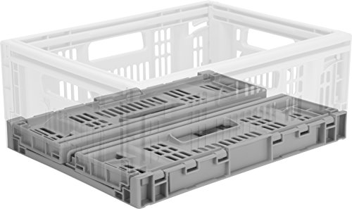 Clevermade Clevercrates Pro-Grade 15.8 Liter Collapsible Storage Bin/Container: Grated Wall Utility Basket/Tote, Grey, 3 Pack #TOP2