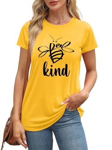 Dresswel Womens Be Kind Graphic Tees Shirts Short Sleeve Shirt Funny Printed Summer Casual T-Shirt Tops2