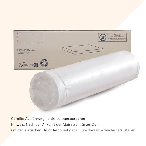 Generisch Kaltschaummatratze, Faltbar, 140x200 cm, H3-Härte, OEKOTEX, Abnehmbarer Bezug, Atmungsaktiv, Weiß – Bild 6