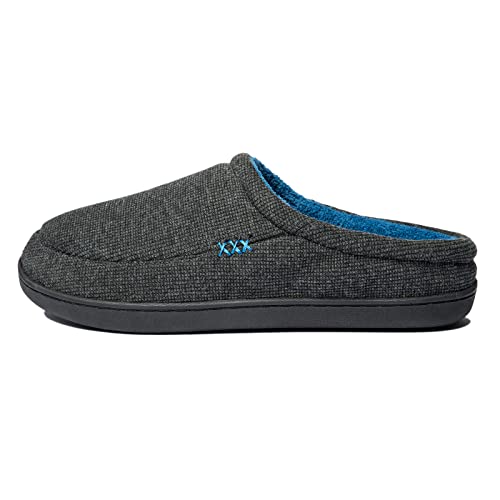 Image of NewDenBer Men's Warm Memory Foam Suede Plush Fleece Lined Slip on Indoor Outdoor Clog House Slippers
