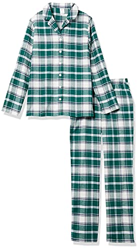 Image of Amazon Essentials Women's Flannel Long-Sleeve Button Front Shirt and Pant Pajama Set
