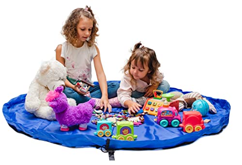 Funky Planet Bolsa de almacenamiento de juguetes para Lego - Bolsas de organizador - Alfombra de juego para niños de 60 pulgadas (150 cm) - Organizador portátil de juguetes para niños