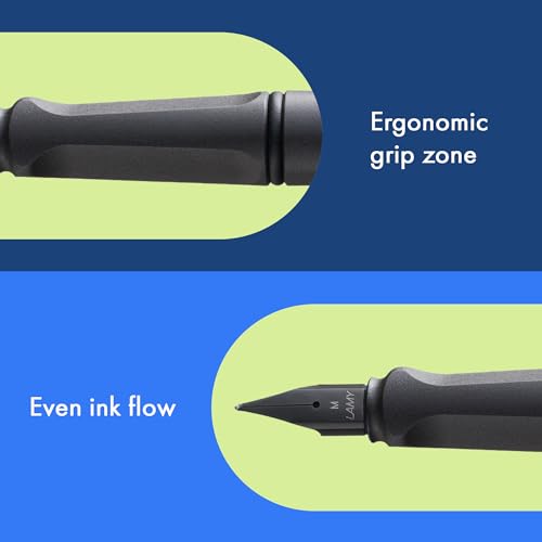 Image of LAMY safari umbra - Fountain Pen with ergonomic grip polished steel nib in size F - ideal for any Writing Calligraphy - including LAMY T 10 blue cartridge - Right-Handed.