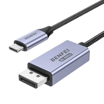 BENFEI Bidirectional USB C to DisplayPort 1.4 Cable 6FT, Support 8K@60Hz 4K@240Hz (Thunderbolt 4 to DisplayPort Cable) Grey - Not for Portable USB-C Monitor