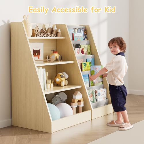 image for Mr IRONSTONE Kids Bookshelf and Toy Storage, 4 Tier Wooden Kids Bookca