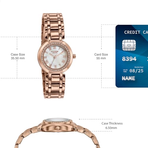 Image of Sonata Poze 8 Quartz Analog with White Dial IP Rose Gold Alloy Strap Watch for Women - SP80163WM01W