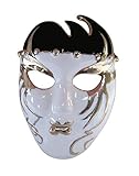 brosche maske Spindelgröße: 4,5 x 3 cm Unbekannt Brosche Stil Maske aus Venedig Stahl Emailliert Weiß, Schwarz und Golden.
