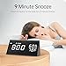 Digital Alarm Clock, with Wooden Electronic LED Time Display, 3 Alarm Settings, Humidity & Temperature Detect, Wood Made Electric Clocks for Bedroom, Bedside (Black)