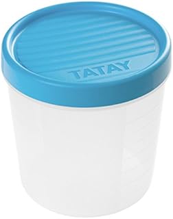 TATAY Set of 3 Food Storage (1 x 1.3L, 1 x 0.5L, 1 x 0.2L), Screw Lid, BPA free, Suitable Microwave and Dishwasher, Blue