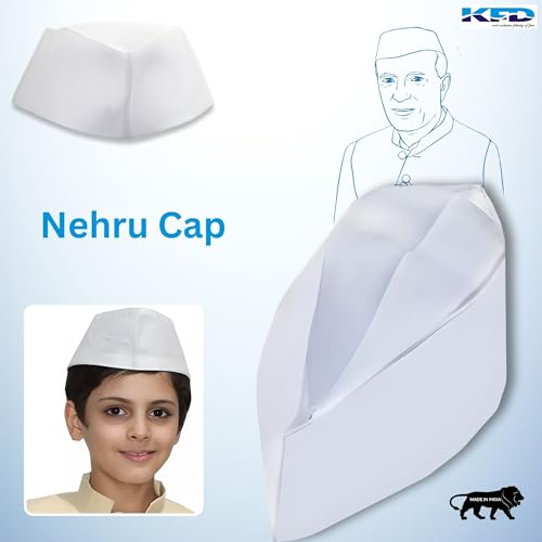 Image of Kaku Fancy Dresses Polyester Nehru Cap White For Boys & Girls Independence Day /Republic Day Nehruji Cap - Pack Of 2
