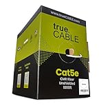 Cat5e Riser (CMR), 1000ft, White, 24AWG 4 Pair Solid Bare Copper, 350MHz, ETL Listed, Unshielded Twisted Pair (UTP), Bulk Ethernet Cable, trueCABLE
