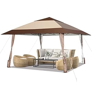 COSTWAY 4 x 4 m vouwpaviljoen, pop-up paviljoen met wielen, waterdicht, uv-bescherming 50+, partytent, tuinpaviljoen voor tuin, feest, bruiloft en festival, incl. met draagtas