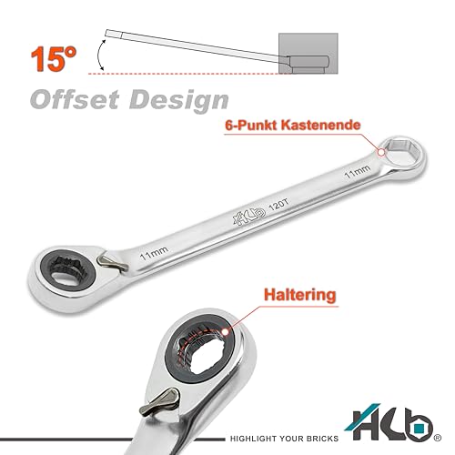 HB Pass Thru 120-Tooth Low Profile Ratchet Wrench Set 38 Piece Non Slip Sockets for Rounded or Standard Bolts with Star Bits Chrome Vanadium Steel Portable EVA Case Made in Taiwan AGM025-G - Image 8