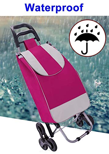 FMOGE Einkaufstrolley, zusammenklappbar, Treppenkletterwagen, Lebensmittelwagen, Wäschewagen mit Radlagern… – Bild 6