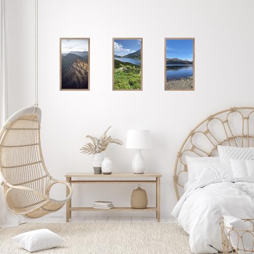 Image of JCJMY 9x16 Picture Frame Rustic Brown for Wall Hanging, Wall Mounting Horizontally or Vertically, 9 x 16 Wall Gallery Poster Photo Frame with Shatter Resistant Plexiglass, Rustic Brown