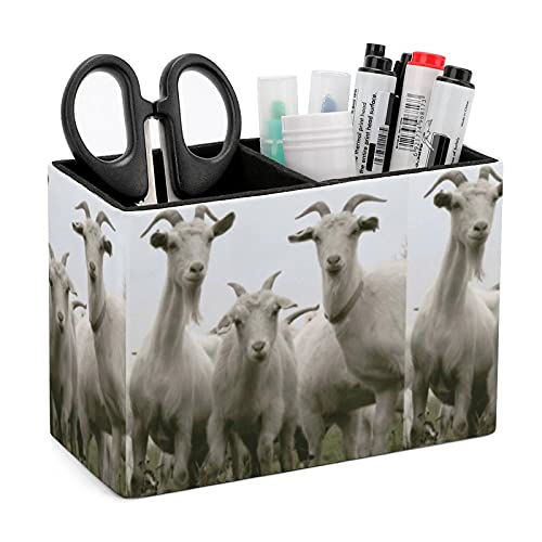 XKAWPC Goat Cute Pencil Holder Case Storage Box Decorative For Desk Accessories Organizer