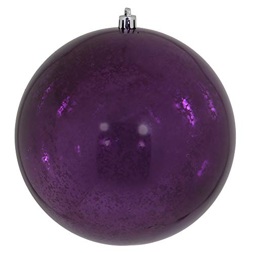 Vickerman 6" Christmas Ornament Ball, Plum Shiny Mercury Finish, Shatterproof Plastic, Holiday Christmas Tree Decoration, 4 Pack #TOP10