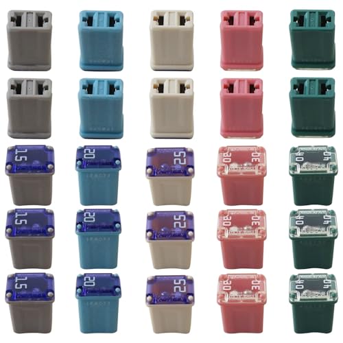Kit de fusibles automotrices M-CASE Bottlestalk, 25 unidades, fusibles microcartucho multicolor de 15 a 40 A para autos y SUV miniatura 3