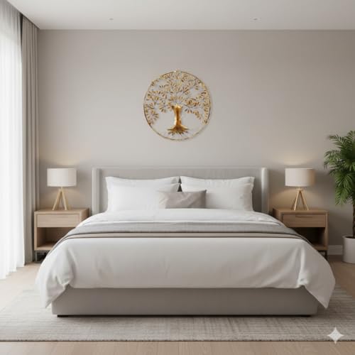 Image of Bharat Art Metal Iron (Root Tree in Ring) Wall Art Decor for Living room Home Bedroom Cafe Interior Decorative | Elegant Wall Hanging Sculpture | Gift Item | Multicolor | 32 x 2 x 32 Inch | W122