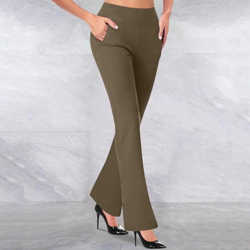 TANGNADE Womens Work Dress Pants High Waited Pull Slim Flare Leg Casual Trousers with Pockets Fall Winter Pants2