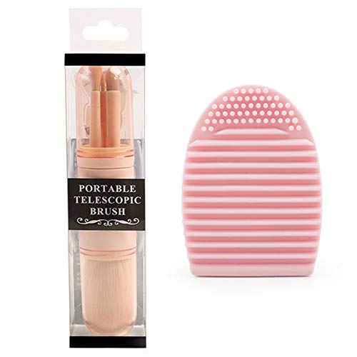 Deciniee Juegos de Pinceles de Maquillaje, Pincel de Maquillaje Retrctil 4 en 1 con Pincel de Huevo Pinceles de Maquillaje Sinttico Profesional 4PCS Kits de Pinceles de Maquillaje Pincel de Base