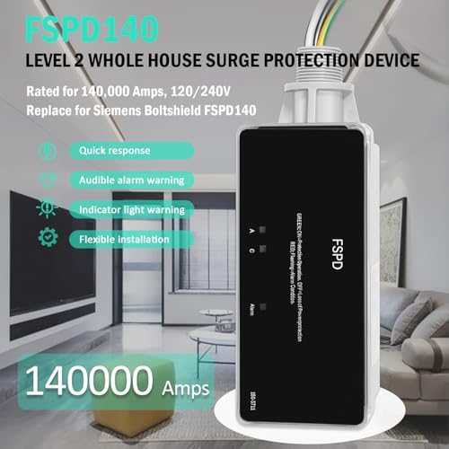 FSPD140 Level 2 Whole House Surge Protection Device Rated for 140,000 Amps, 120/240V, Replace for Siemens Boltshield FSPD140