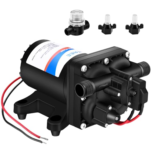 Image of YOUNGTREE 12V RV Water Pump 3.5GPM 55PSI On Demand Fresh Water Pressure Diaphragm Pump 12 Volt Self Priming with Pressure Switch for RV Camper Marine Sprayer Outdoor Shower Kitchen Garden