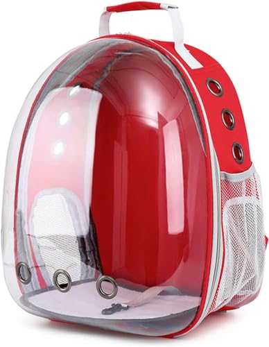 Image of The Pets Company Transparent Capsule Breathable Airline-Approved, Ventilate Carrier Backpack for Travel, Hiking and Outdoor for Cats & Kittens - Red