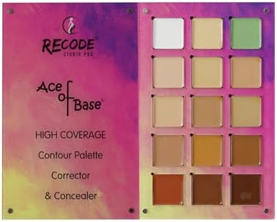 Recode Beauty Concealer, Colour Corrector & Contour Palette Powder Full Coverage For All Skin Type, Erases Dark Circles, Matte Uneven Skin Tone, Redness, Blemishes, Even Scars, 15 Shades
