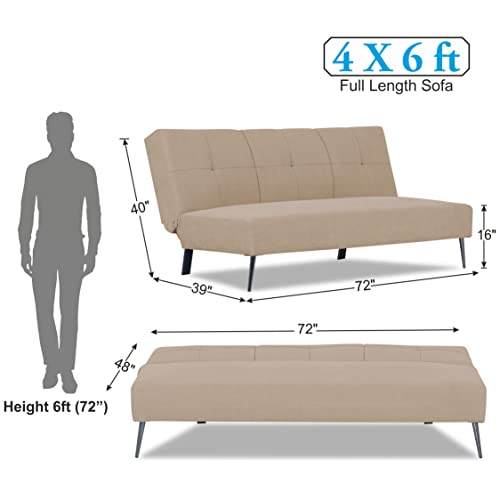 Image of Adorn India Xander 3 Seater Sofa Cum Bed (Beige) (3 Year Warranty)