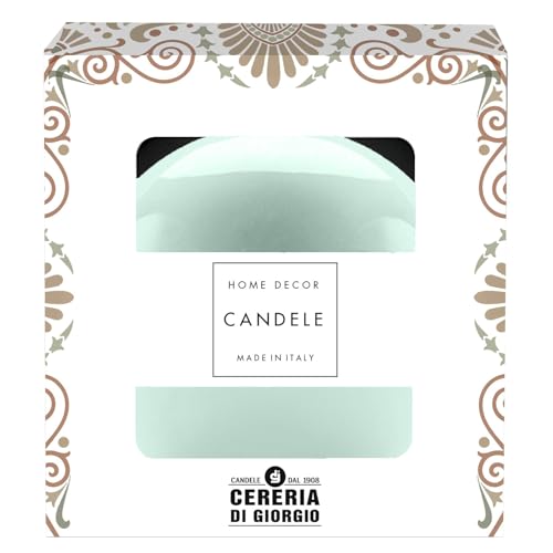 Vela esférica decorativa lacada diámetro 10 cm - Duración 49 horas - Color vintage verde - Caja regalo - Cereria Di Giorgio