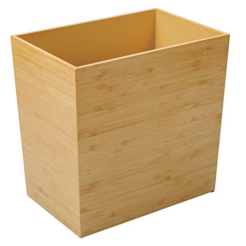 Mdesign Rectangular Narrow Wood Trash Can Wastebasket, Small Garbage Container Bin For Bathroom, Kitchen, Home Office, Craft Room, Bamboo Veneer, Brock Collection, 2 Pack - Natural #TOP5