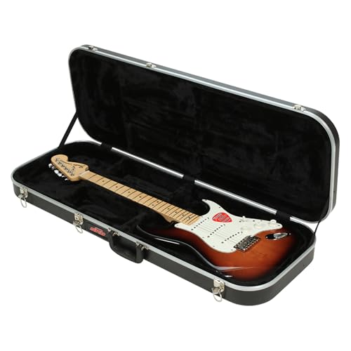 Image of SKB Hardshell Rectangular Travel Case for Electric Guitars with Molded In Bumpers for Protection, Plush Lined Interior and Latches, Black