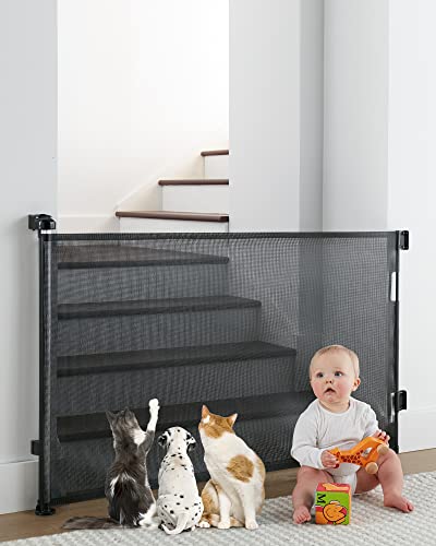 Cumbor Baby Gate Retractable Gates For Stairs, Mesh Dog Gate For The House, Wide Pet Gate 33" Tall, Extends To 55" Wide, Long Child Safety Gates For Doorways, Hallways, Cat Gate Indoor/Outdoor(Black) #TOP6