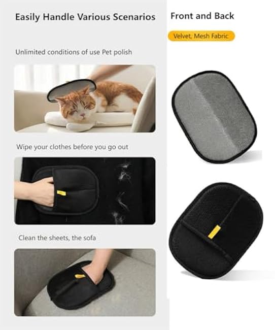 MEDB Pet Hair Remover, Electrostatic Pet Hair Removal Glove, Reusable Cat & Dog Hair Remover for Couch, Furniture, Carpet, Curtain, Upgraded Animal Fur Removal Tools, Cat Grooming Gloves-1 PCS-2RTRLcMd