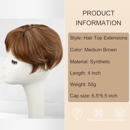 Image of PORSMEER Hair Toppers for Women Hair Topper Short Pixie Cut Toppers Hair Pieces for Women with Thinning Hair Synthetic Toppers for Thin Hair Hair Topper Wiglets (Medium golden brown)