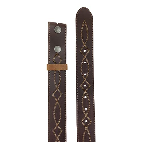 Rustic No Buckle Belt with Cowboy Stitching Handmade from Full Grain Leather - Snap On Belt4