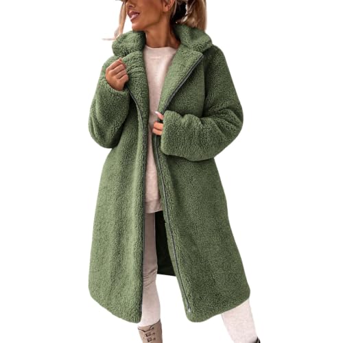 FPMLUXLL Sherpa Jacket Women Long Warm Full Zip Up Fall Winter Fleece Coat - image 1