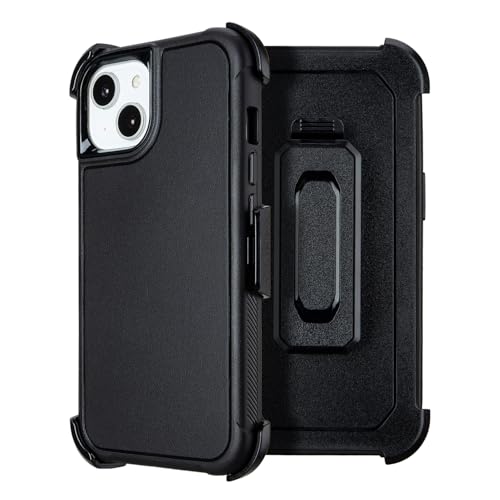 Yowtrey for Defender iPhone 15 Case with Clip for Holster iPhone 15 Case with Kickstand for Heavy Duty iPhone15 Phone Cases Rugged 2 Layers of Sturdy Anti-Drop for iPhone15Case Protective(Black)