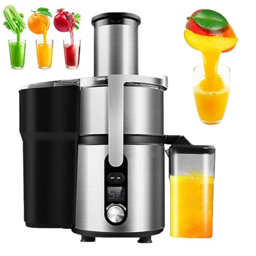 TYH Motor De 1250 W, Exprimidor Eléctrico De Caña De Azúcar, 5 Velocidades, Boca De Alimentación Grande De 7,6 Cm, Limpieza Rápida Y Sencilla para Sandía, Pepino, Limón, Piña, Zanahoria Y Caña