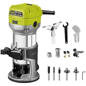 Dewinner Fresadora de Madera Rebajadora ElÃ©ctrica 710W 13000-33000RPM, Grabado Fresa Para Biselar,3 Alicates de 1/4» , 6 mm y 8 mm, 6 Velocidades Variables, ProfesiÃ³n de Laminadora Fresa con Rodam