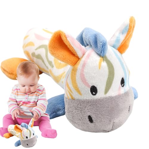 漫画動物のハンドラトル - 新生児用おもちゃ、赤ちゃん用ぬいぐるみラトルおもちゃ | 感覚刺激用赤ちゃん用ぬいぐるみラトルおもちゃ、教育用サウンドおもちゃ、柔らかい握り人形、新生児用アクティビティおもちゃ、0〜12か月の男の子と女の子向け幼児学習ラトル、遊