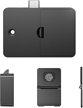 Smart Fingerprint Drawer Lock with Handle| Keyless Entry via Card| Stainless Steel Security for Cabinets| USB-C Rechargeable| GrayC