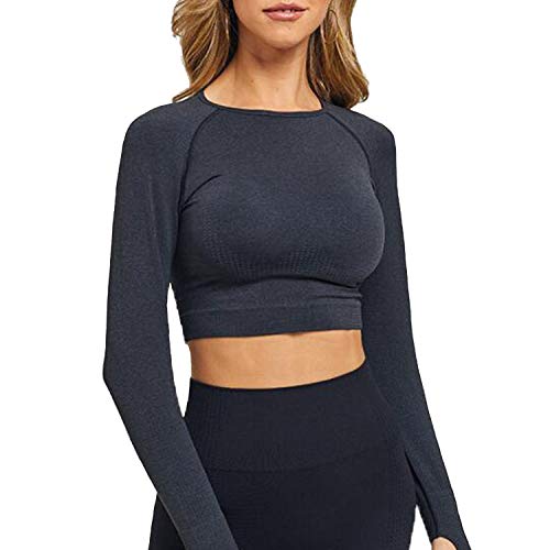 FITTOO Women's Long Sleeves Workout Crop Tops Seamless Sports Shirts Fitness Activewear4