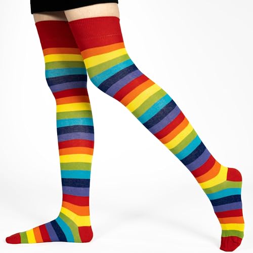 Image of Mysocks Unisex Over the Knee Socks | Stripe Design| Combed Cotton| Hand Linked Toe | Soft Latex Band