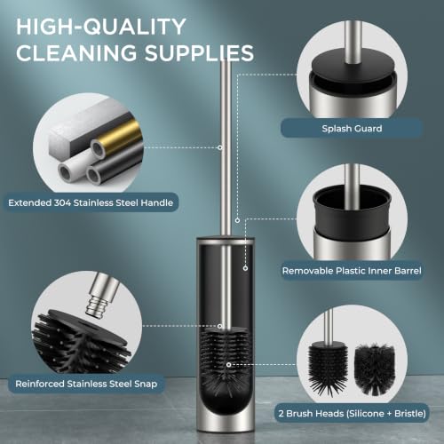 FORIOUS SUS304 Toilet Bowl Cleaner Brush and Holder Set Tall - $11.99 AC - image 3