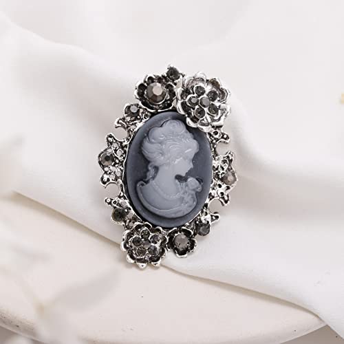 Image of lureme Vintage Elegant Victorian Lady Beauty Cameo with Crystal Brooch Pin (br000017)
